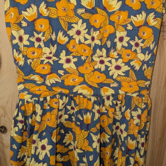 Mata Traders Floral Stretch Dress Womens Small Yellow Blue Orange Organic Cotton - Picture 5 of 10